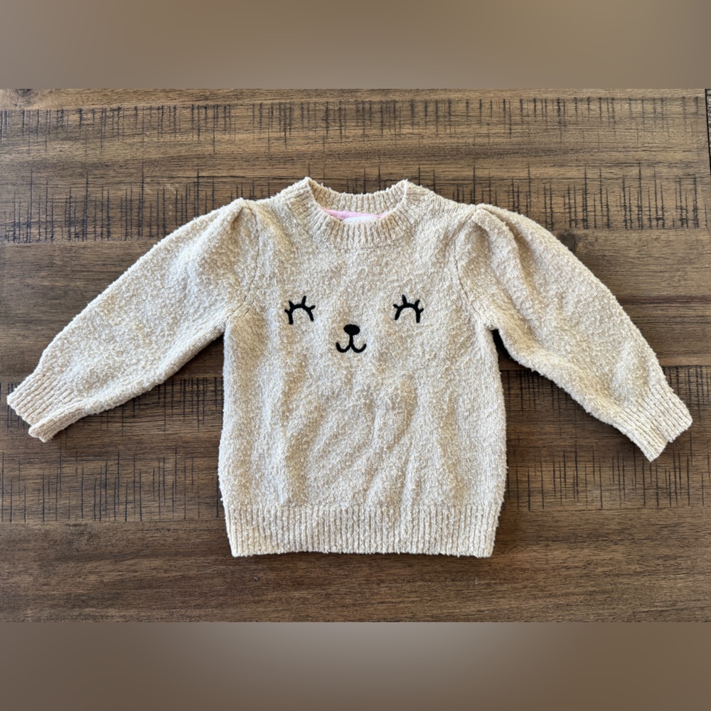 CAT & JACK | Toddler Tan Black Teddy Bear Sweater - 18 months